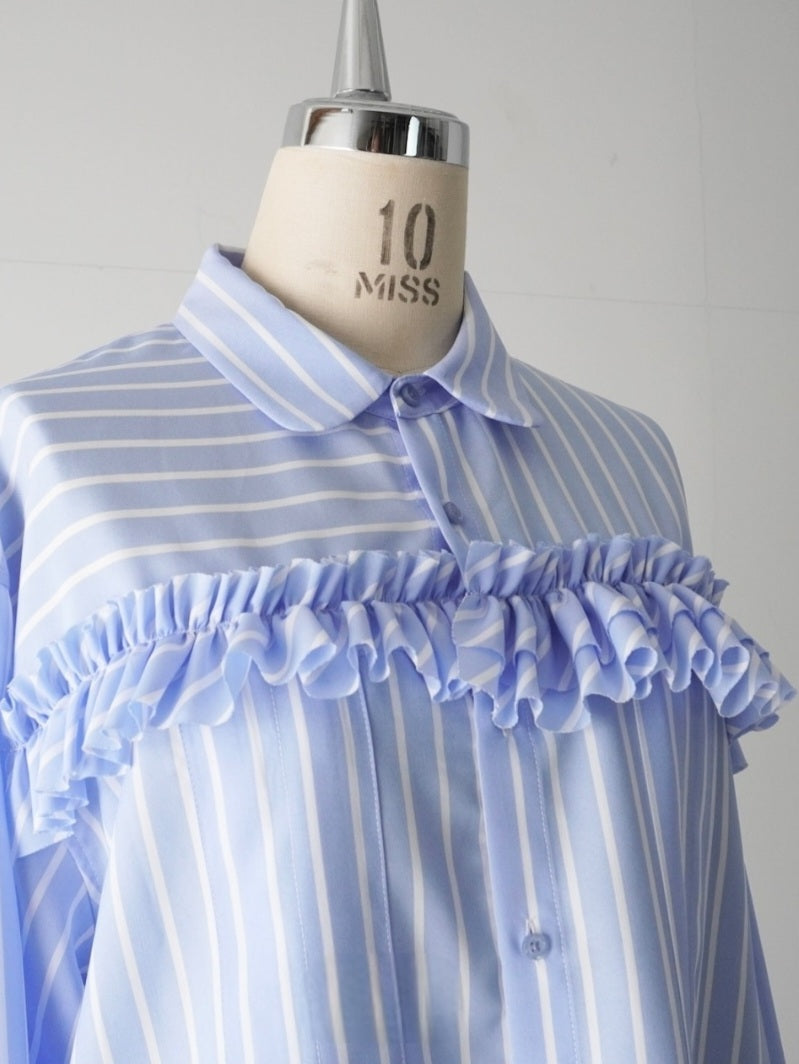 【SALE】THOMAS MAGPIE  ストライプドロストシャーリングシャツジャケット