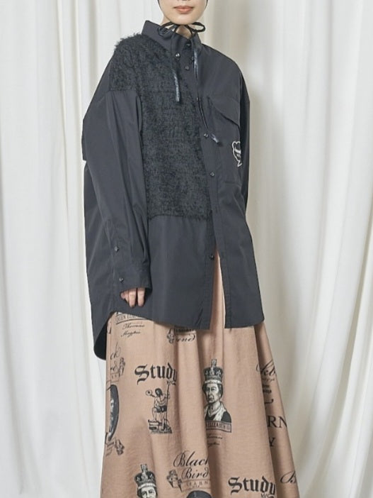 THOMAS MAGPIE 　フェザーヤーンドッキングデザインロングシャツ