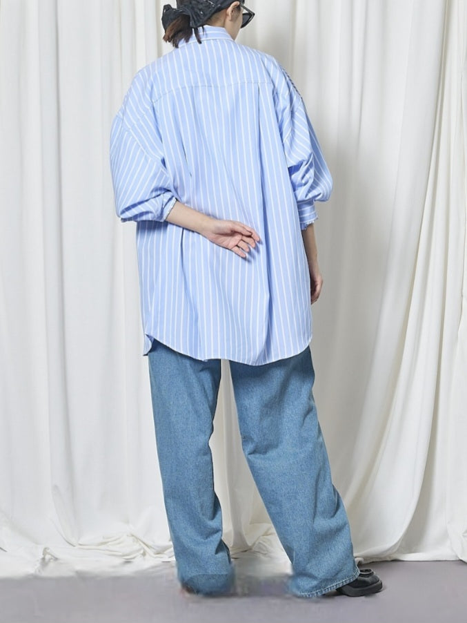 THOMAS MAGPIE　ストライプアシンメトリーBIGシャツ