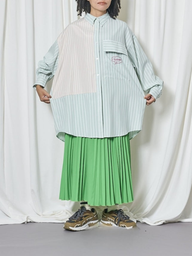 THOMAS MAGPIE　ストライプアシンメトリーBIGシャツ