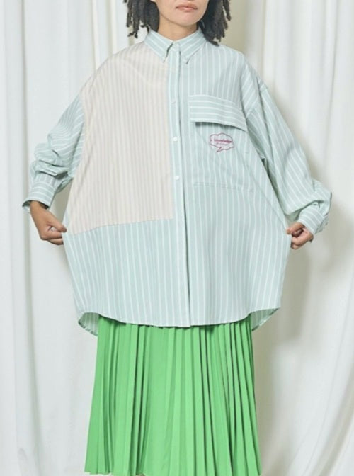THOMAS MAGPIE　ストライプアシンメトリーBIGシャツ