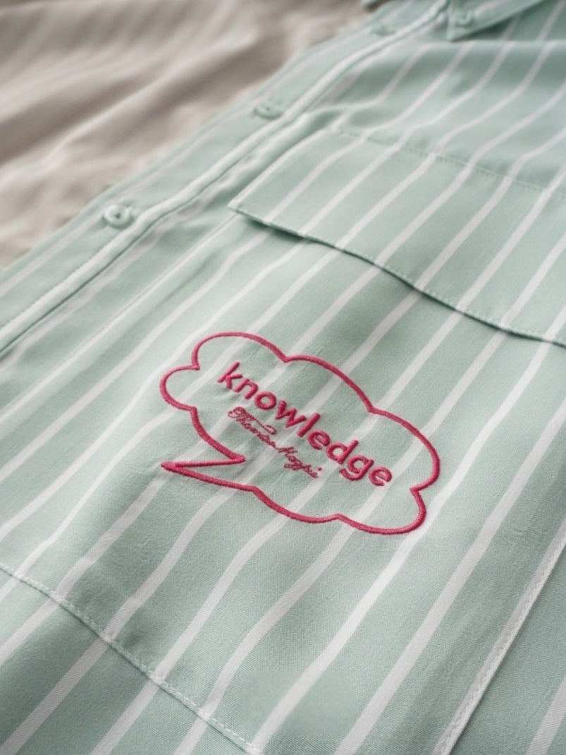 THOMAS MAGPIE　ストライプアシンメトリーBIGシャツ