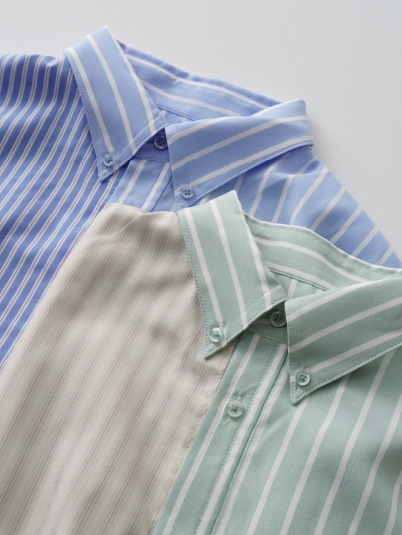 THOMAS MAGPIE　ストライプアシンメトリーBIGシャツ