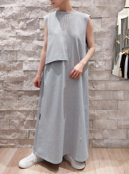 1%　ストレッチドライポンチノースリーブワンピース