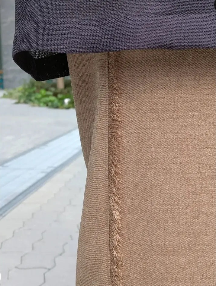 trois リネンライクサイドフリンジセミワイドパンツ