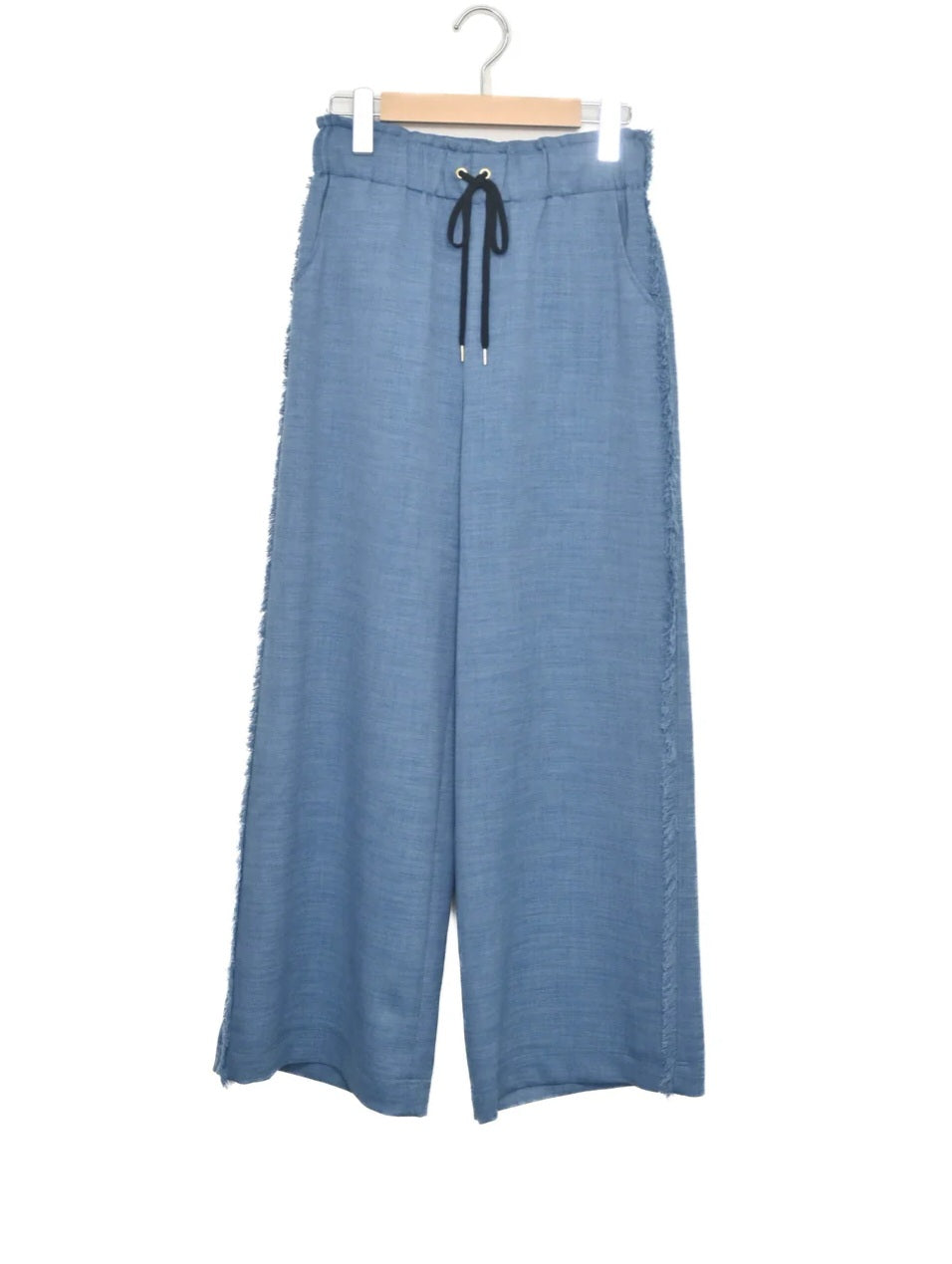 trois リネンライクサイドフリンジセミワイドパンツ