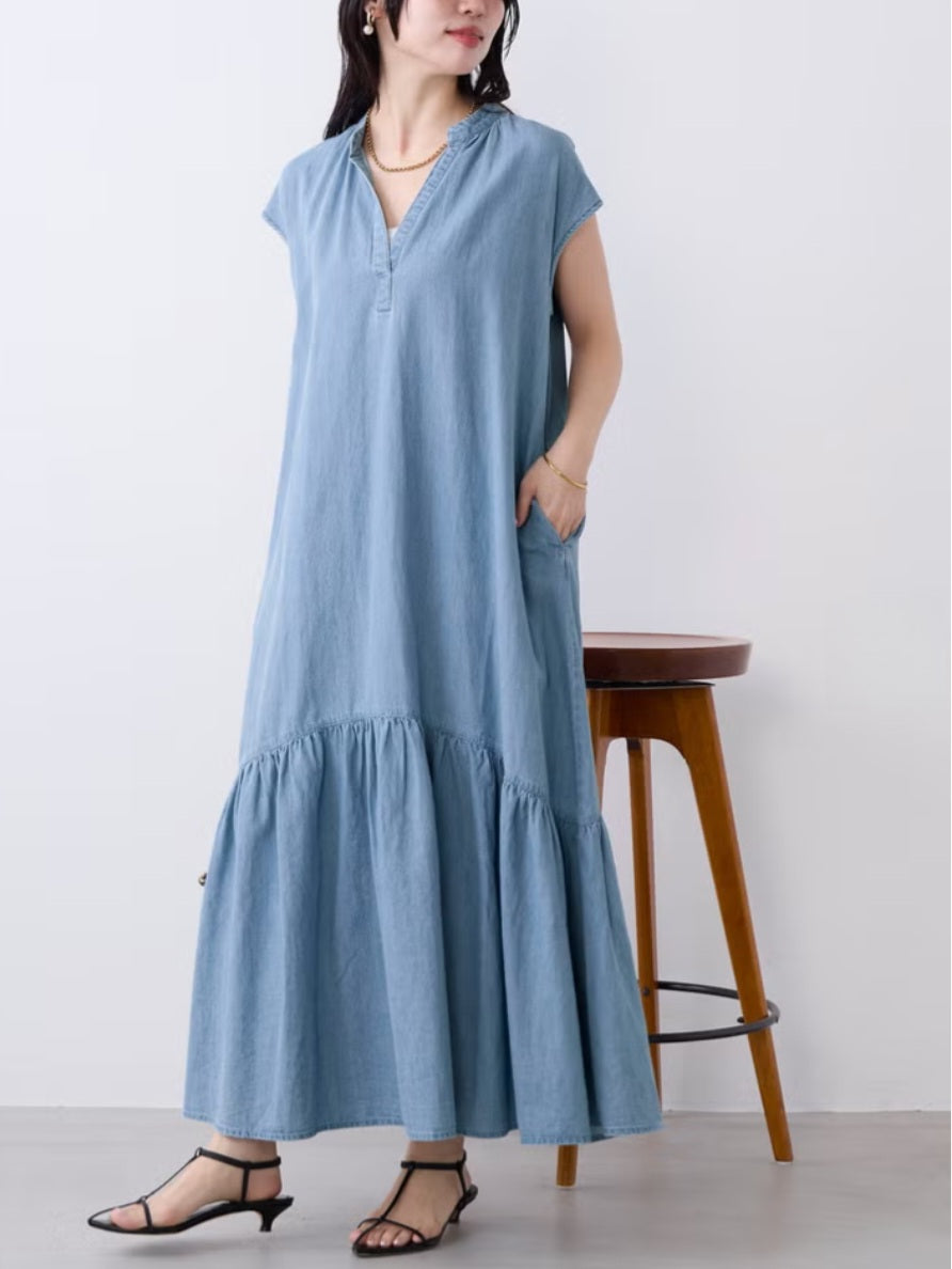 MICA＆DEAL スキッパーデニムワンピース