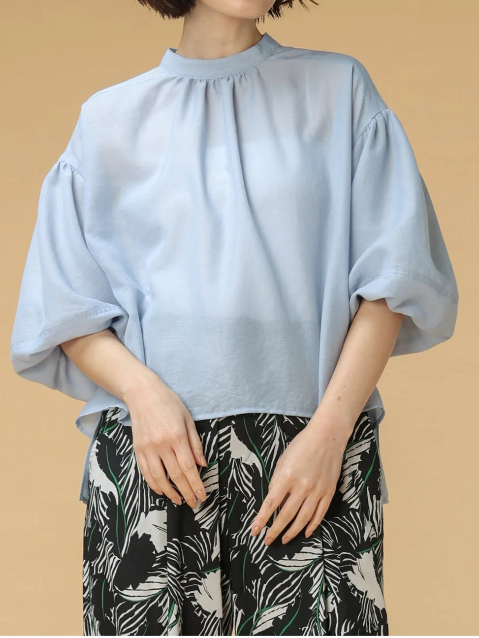 trois ヴィンテージスパンボイルバルーンスリーブブラウス