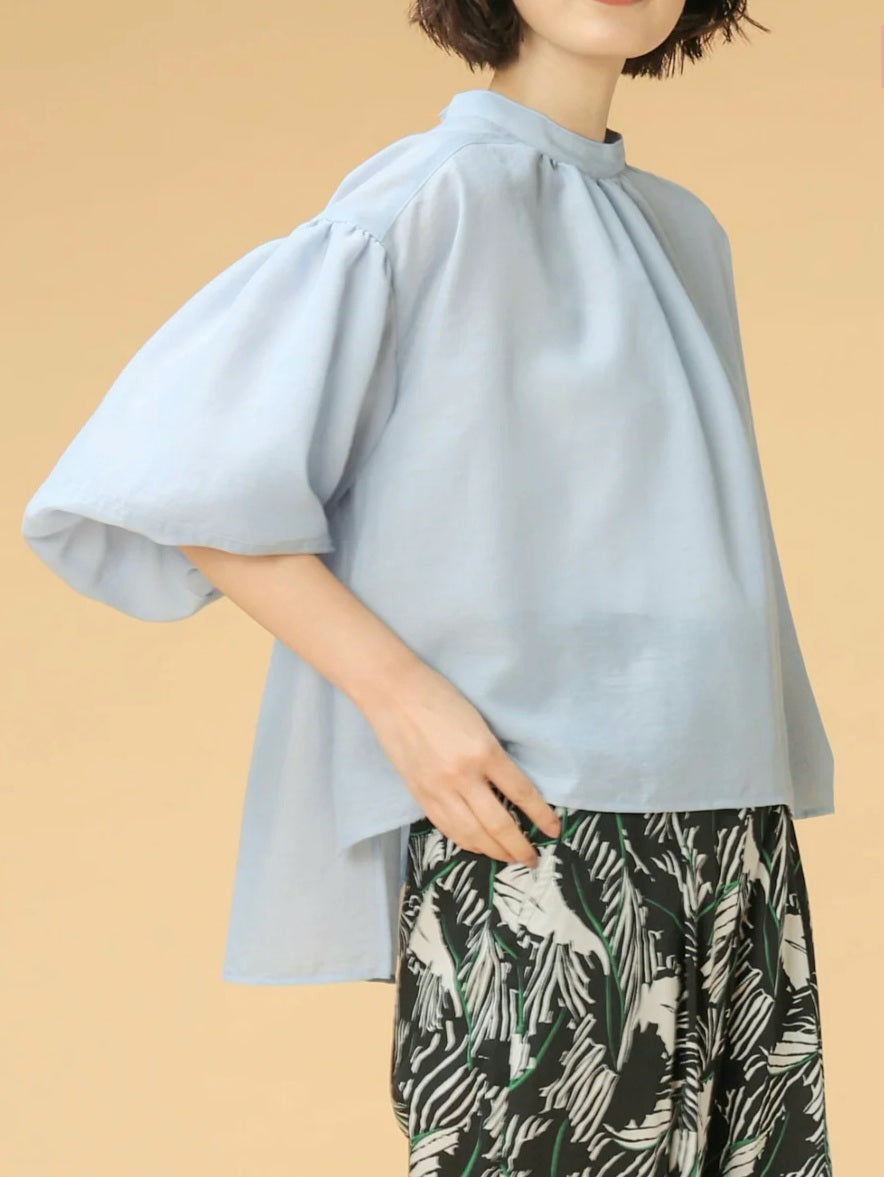 trois ヴィンテージスパンボイルバルーンスリーブブラウス