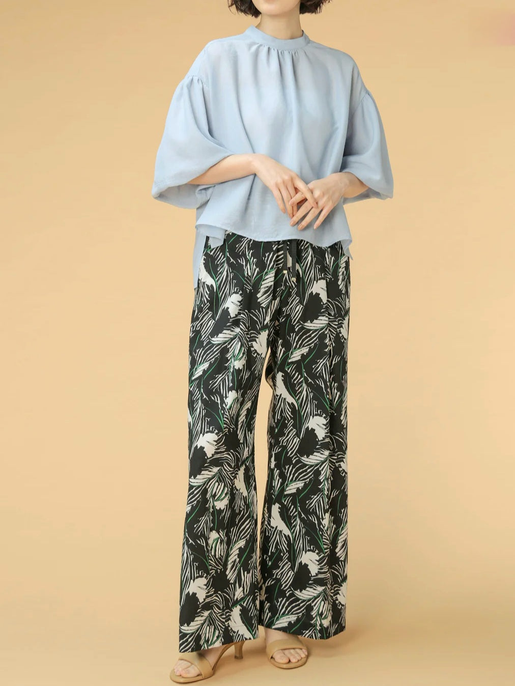 trois ヴィンテージスパンボイルバルーンスリーブブラウス