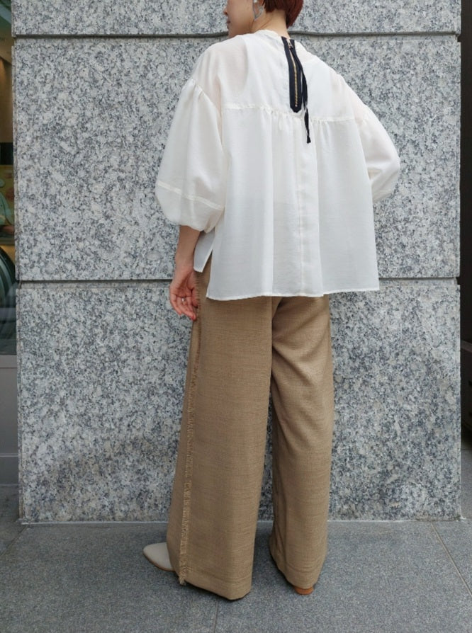 trois ヴィンテージスパンボイルバルーンスリーブブラウス