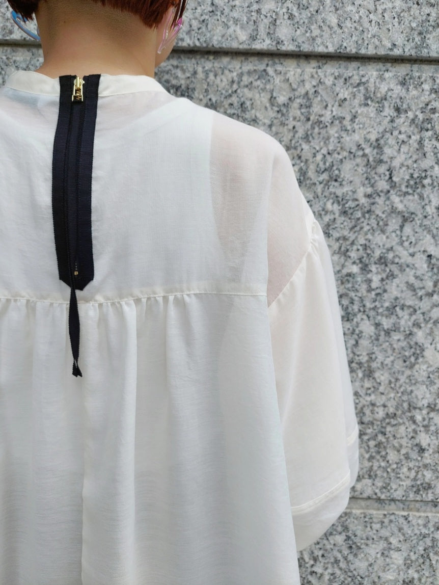 trois ヴィンテージスパンボイルバルーンスリーブブラウス