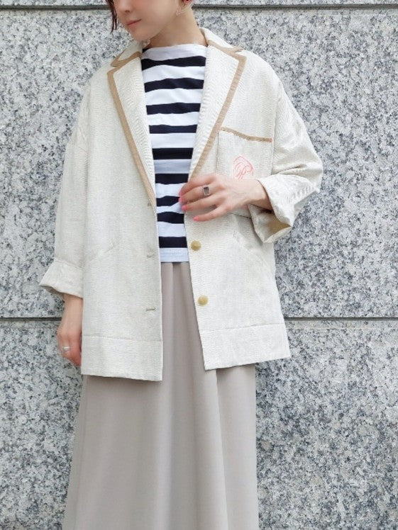 THOMAS MAGPIE　コットンリネンヘリンボーンパイピングテーラードジャケット