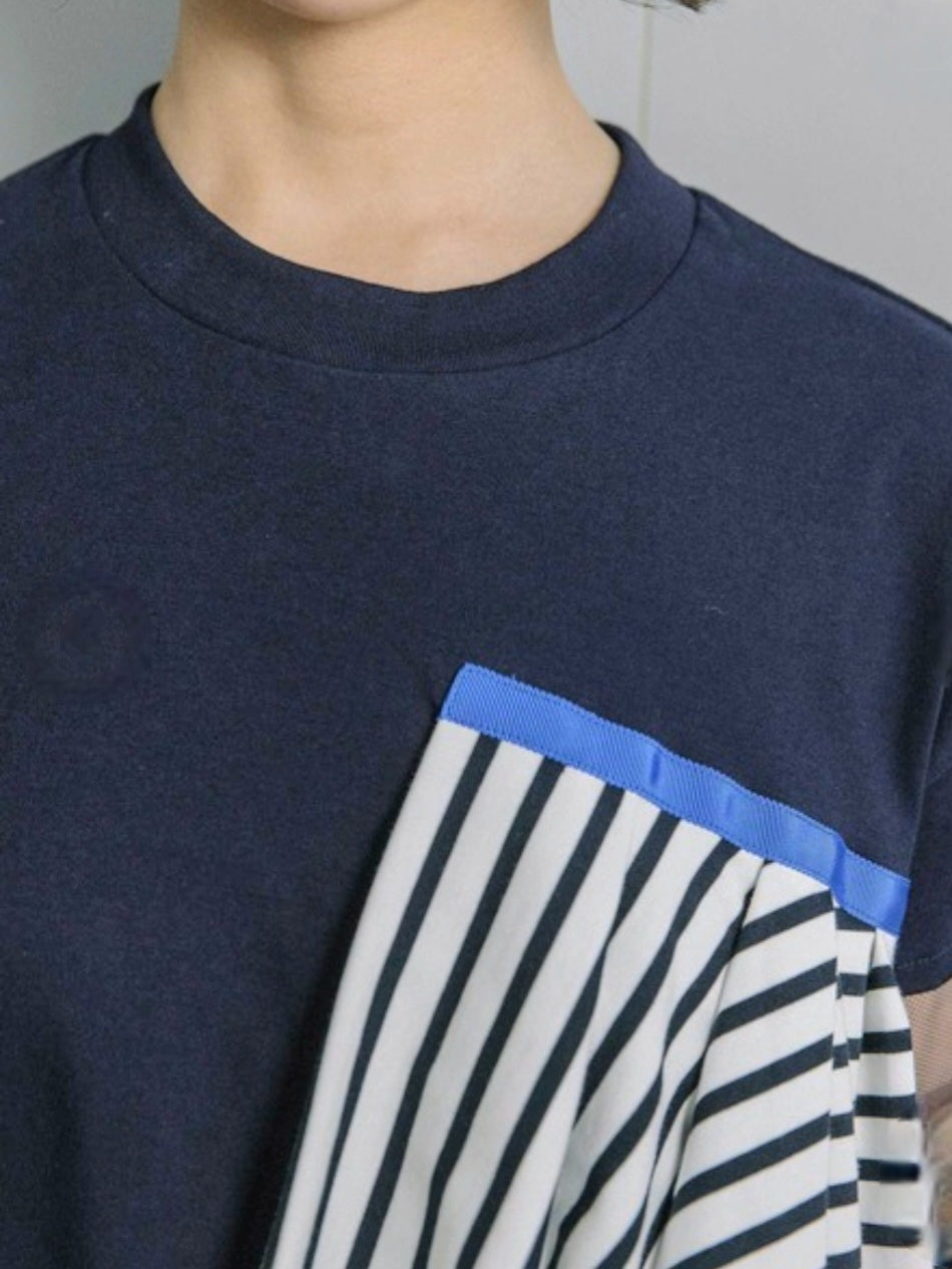 MARECHAL TERRE　フリル×シアー切替スリーブラッフルカットソー