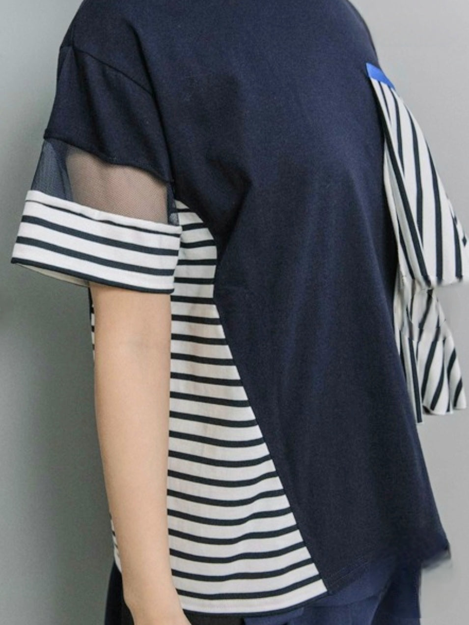 MARECHAL TERRE　フリル×シアー切替スリーブラッフルカットソー