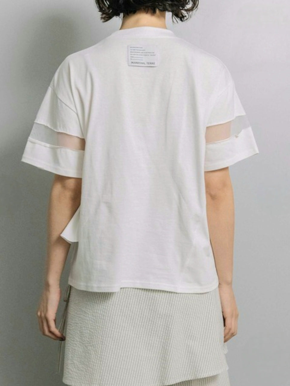 MARECHAL TERRE　フリル×シアー切替スリーブラッフルカットソー