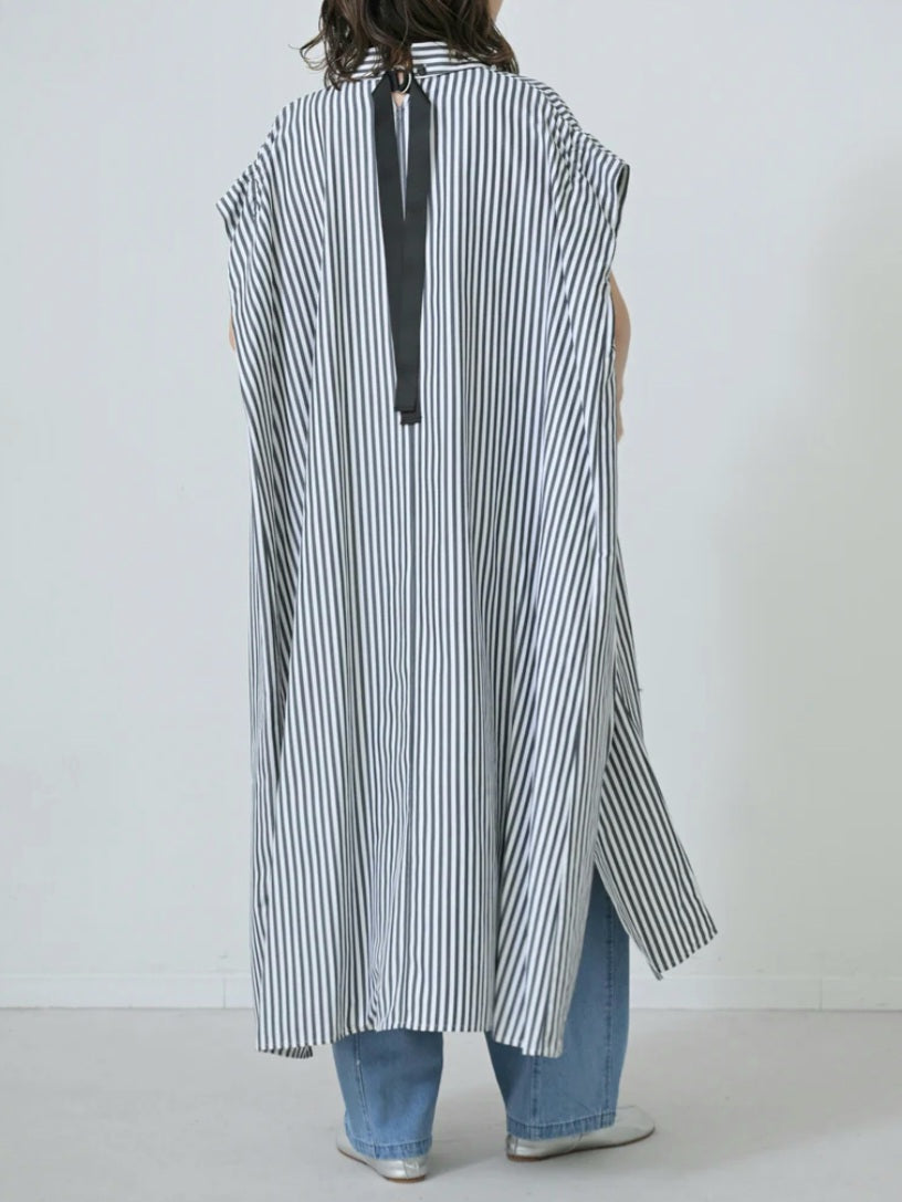 【SALE】HERENCIA　バックリボンストライプシャツワンピース