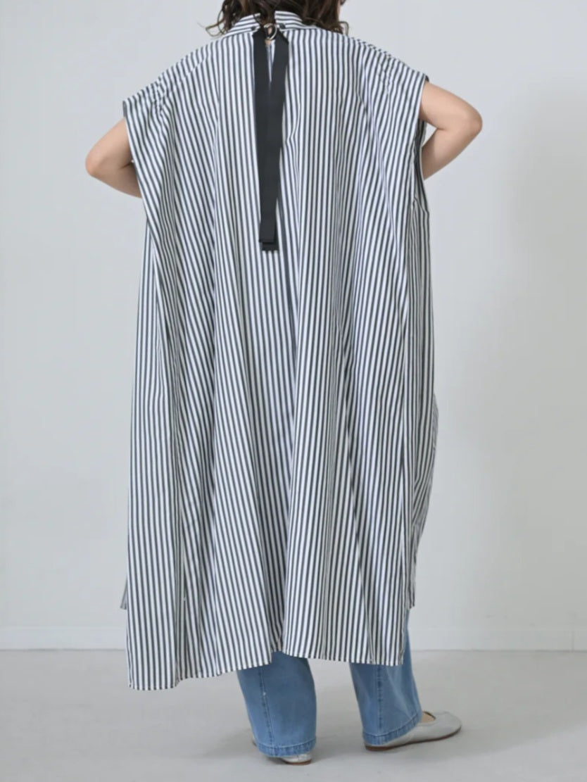 【SALE】HERENCIA　バックリボンストライプシャツワンピース