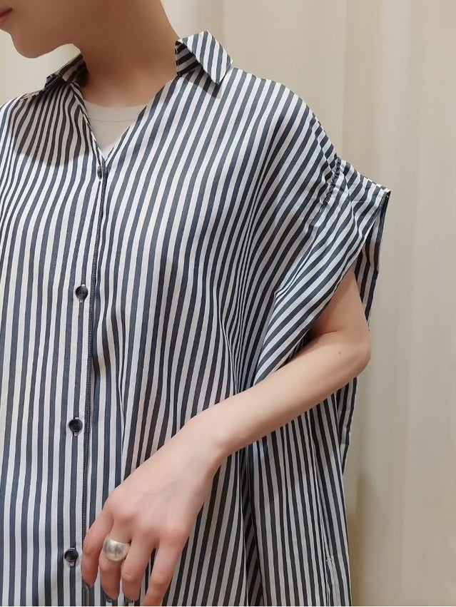 【SALE】HERENCIA　バックリボンストライプシャツワンピース