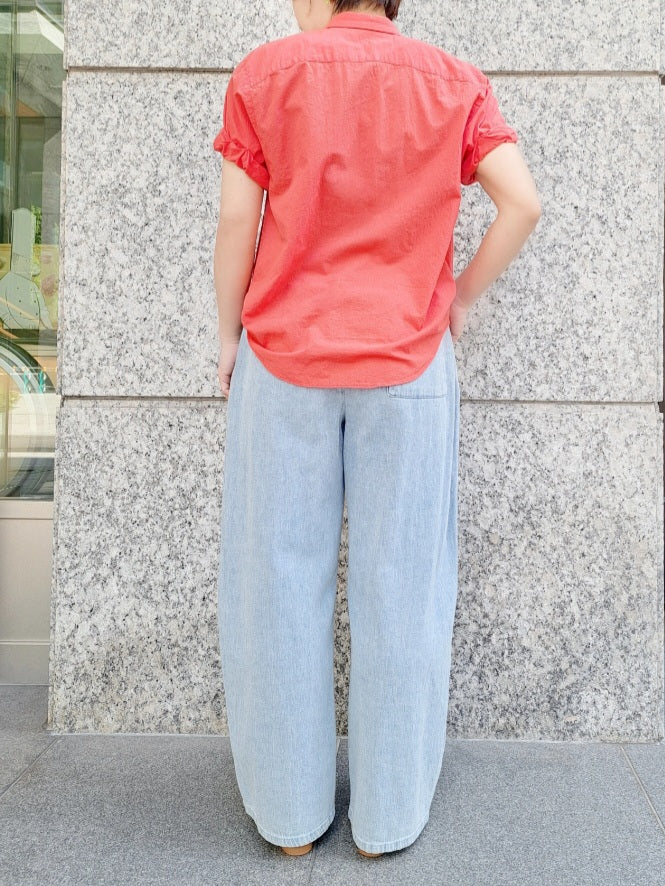 【SALE】PASSIONE サイドタックコットンリネンワイドデニムパンツ
