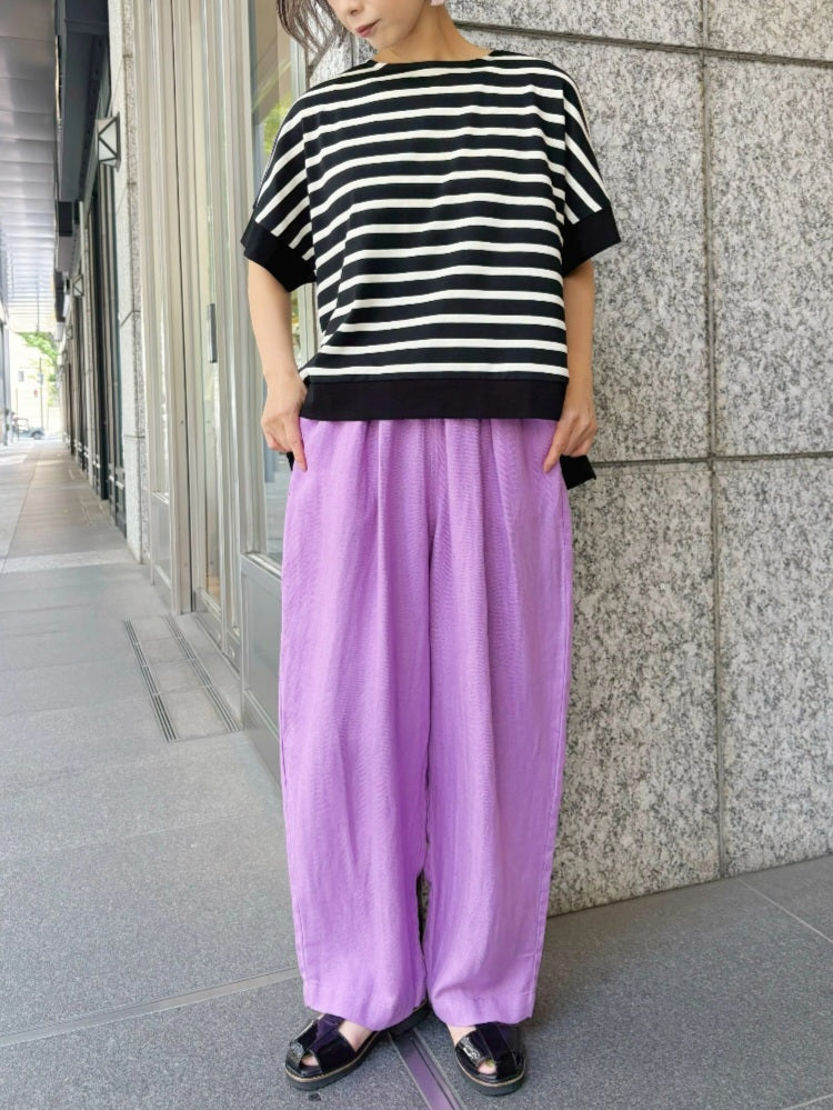 trois　バックフレアボーダーカットソープルオーバー