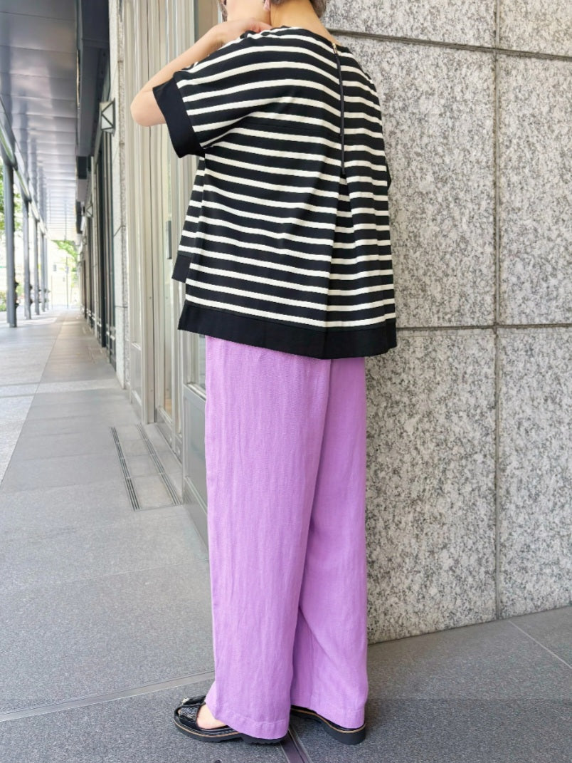trois　バックフレアボーダーカットソープルオーバー