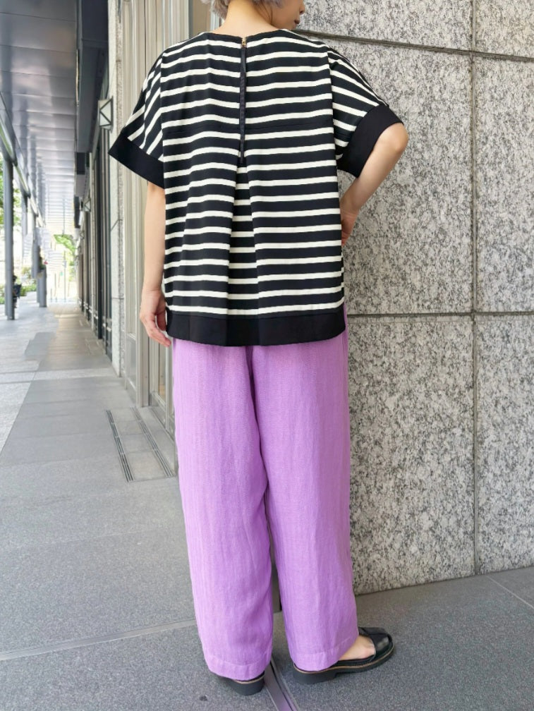 trois　バックフレアボーダーカットソープルオーバー