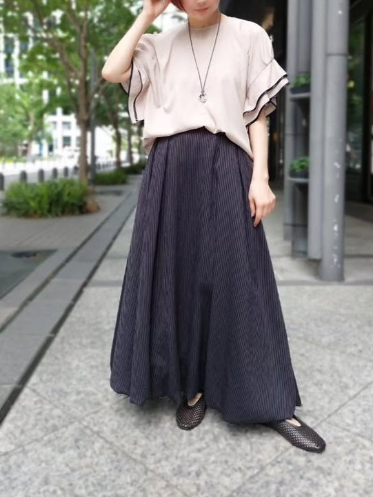 【SALE】trois リネンライクティアードフリルスリーブブラウス
