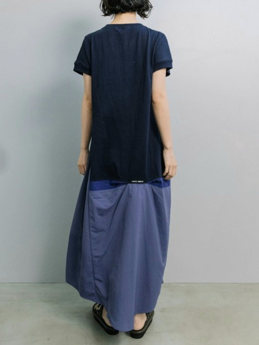 MARECHAL TERRE 天竺×タフタ×コットンコンビネーションコクーンワンピース