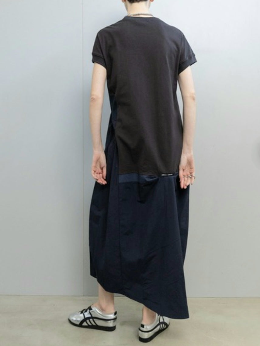 MARECHAL TERRE 天竺×タフタ×コットンコンビネーションコクーンワンピース