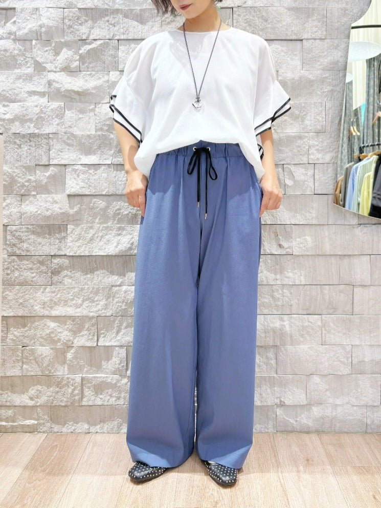 trois アサレチックドロストセミワイドパンツ