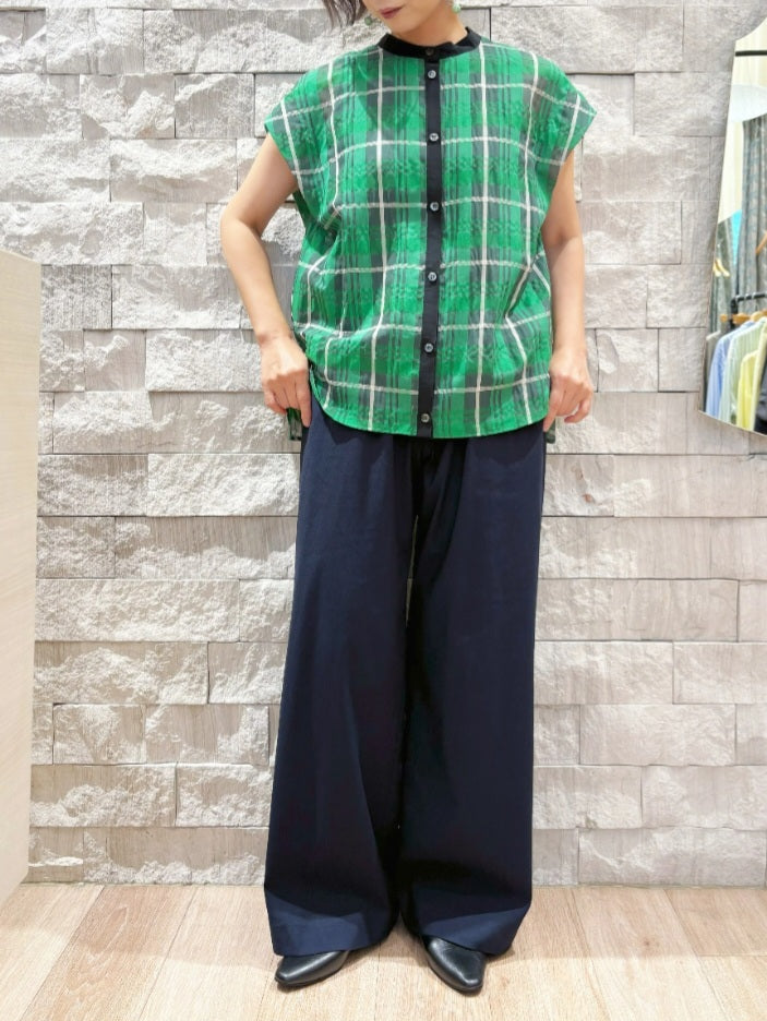 trois アサレチックドロストセミワイドパンツ