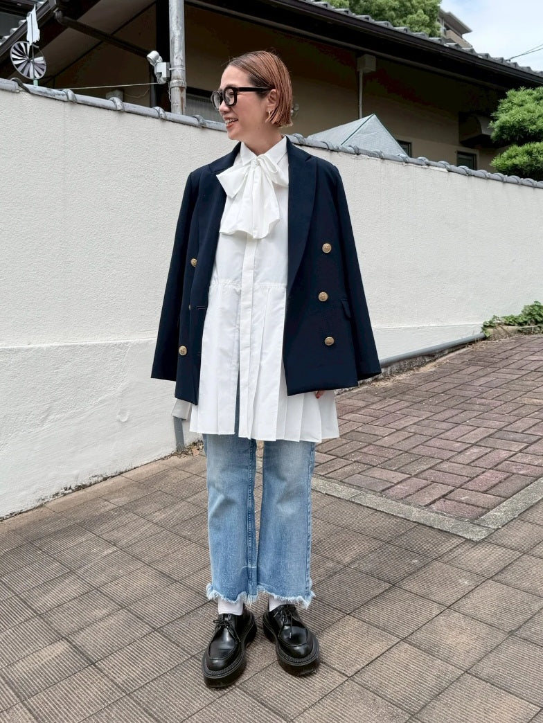 【予約販売】THOMAS MAGPIE　リボンプリーツシャツ
