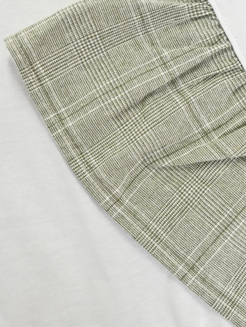 trois チェックフリルスリーブカットソー