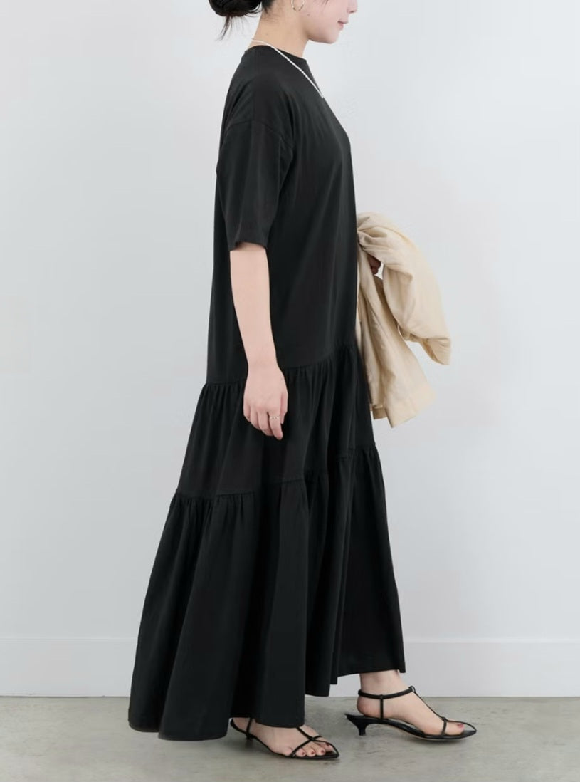 【SALE】MICA＆DEAL ティアードカットソーワンピース
