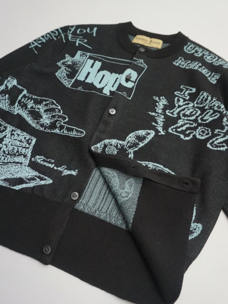 【予約販売】THOMAS MAGPIE　インターシャもちもちニットカーディガン
