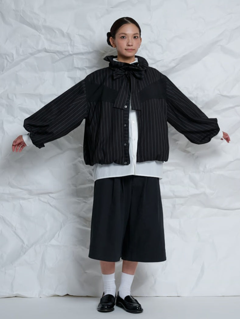 【予約販売】THOMAS MAGPIE　フリルカラーピンストライプブルゾン