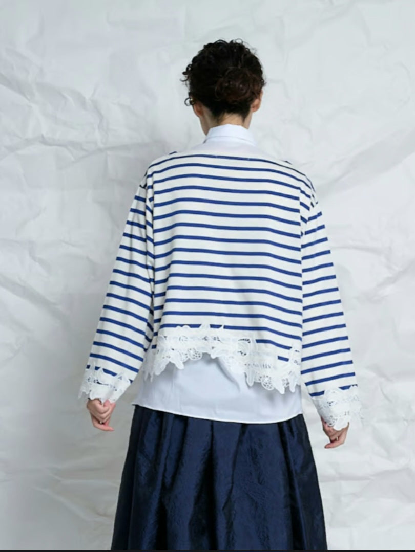 【予約販売】THOMAS MAGPIE　ボーダーフラワーカットソー