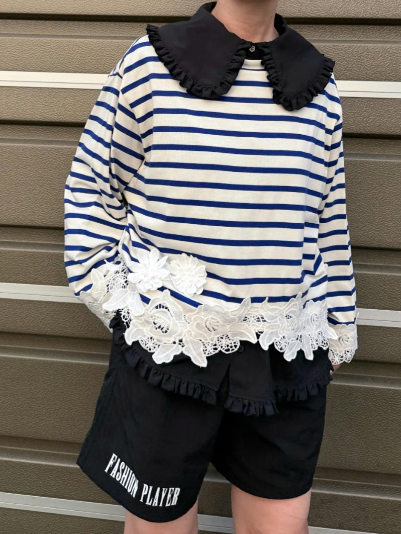 【予約販売】THOMAS MAGPIE　ボーダーフラワーカットソー
