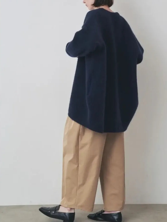 ELENDEEK  ラクーン混バイカラーコクーンコーディガン