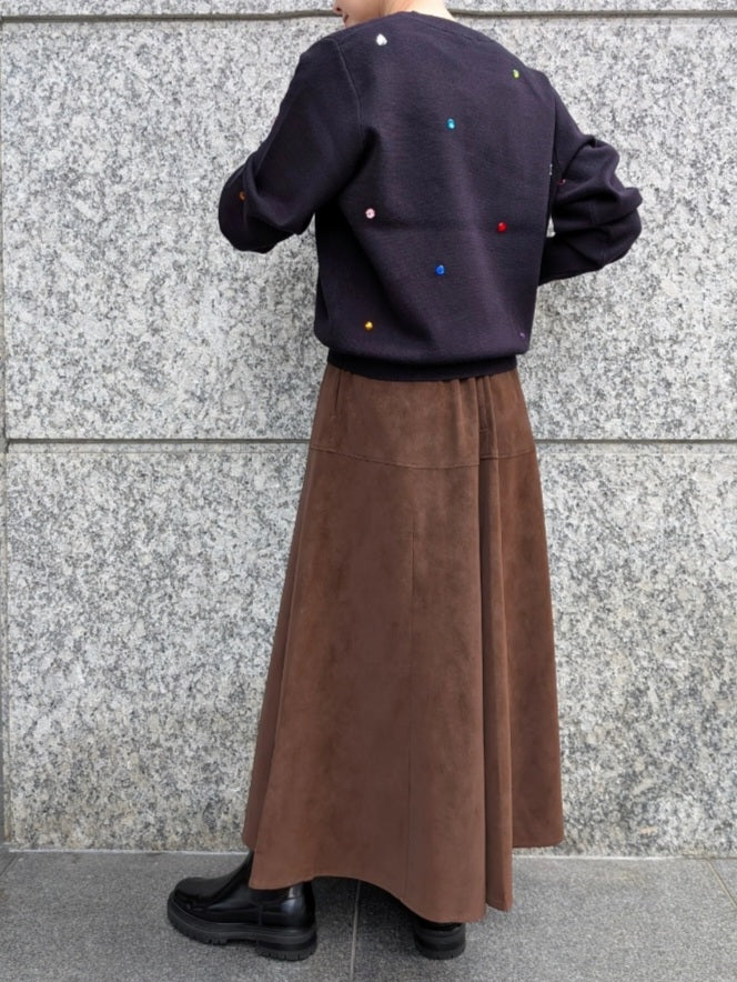TORRAZZO DONNA　ミラノリブもちもちカラフルビジュークルーネックニット