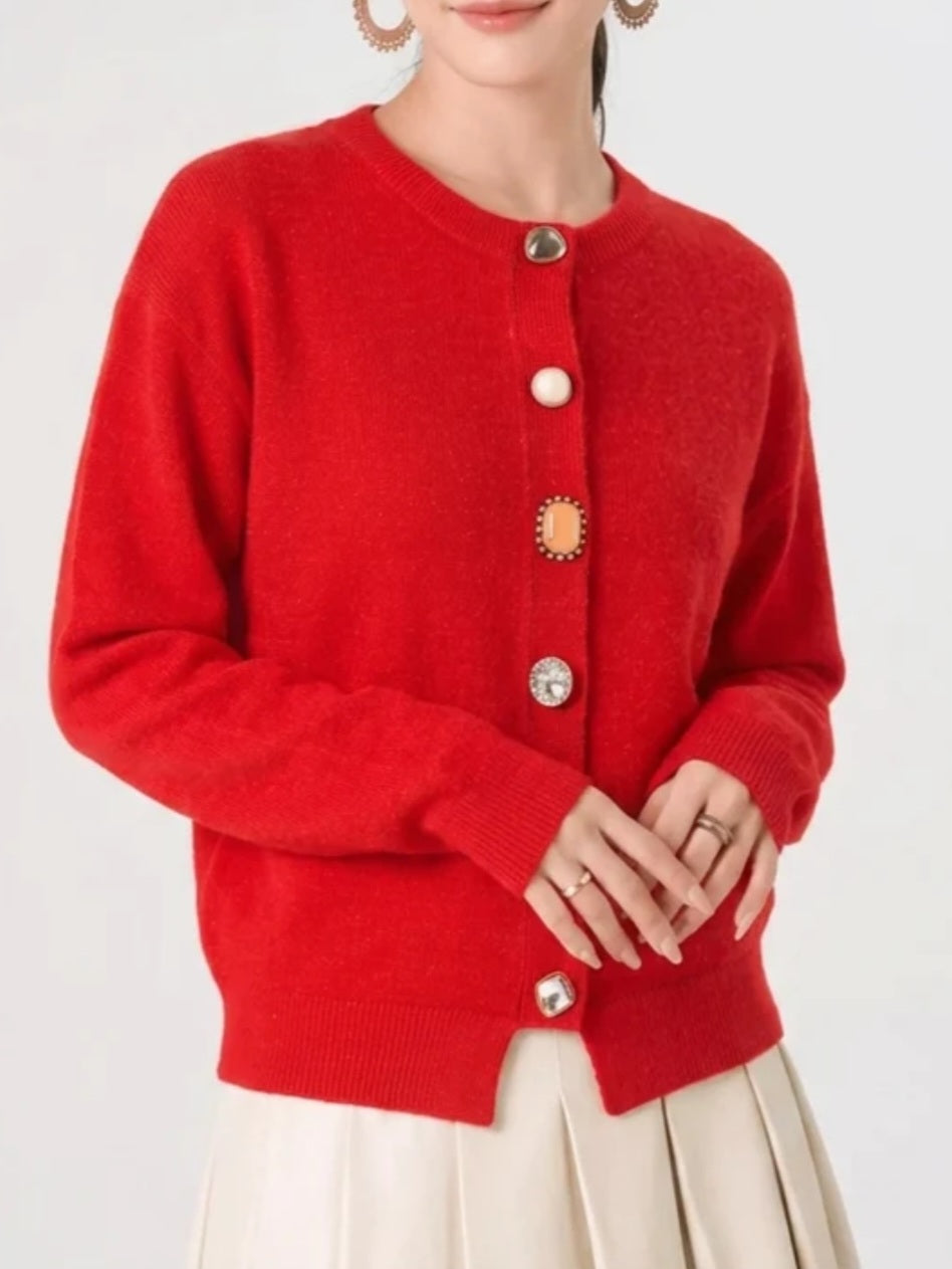 TORRAZZO DONNA フロントビジューふわもちカーディガン