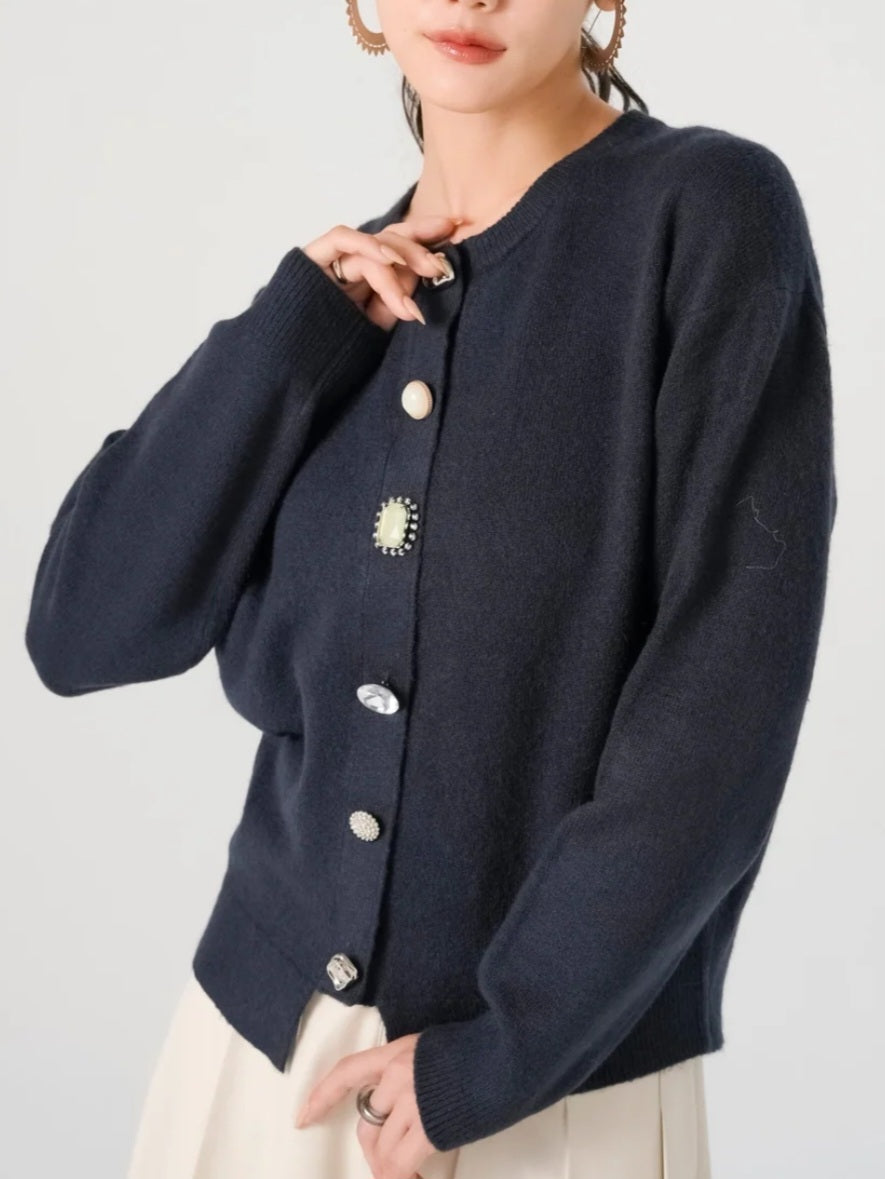 TORRAZZO DONNA フロントビジューふわもちカーディガン