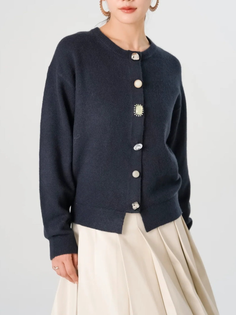 TORRAZZO DONNA フロントビジューふわもちカーディガン